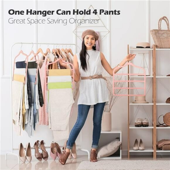 Velvet pants hanger non slip space saving closet organizer for jeans slacks shor - Picture 6 of 7